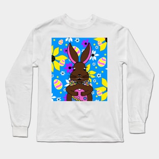 CUTE Easter Bunny Floral With Easter Eggs Long Sleeve T-Shirt